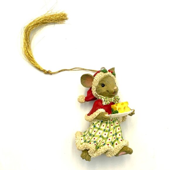 Vtg Lenox Christmas Mouse w/ Cheese Plate Ornament Holiday Hostess Seasonal - Picture 1 of 4